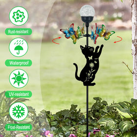 YY Gardenia black cat garden decor stake adds playful charm to pathways.