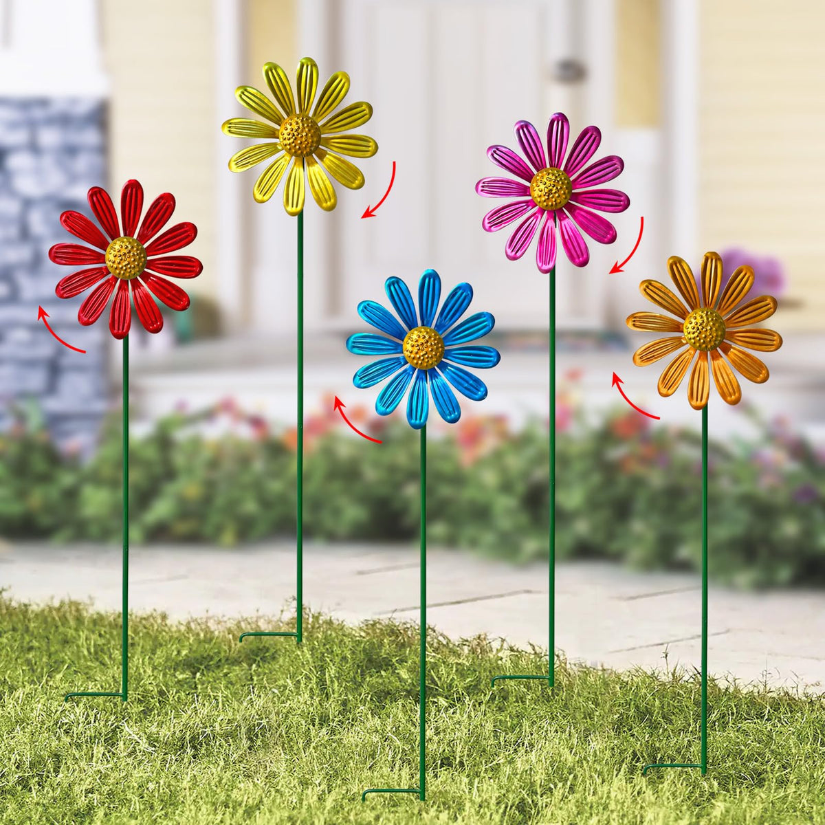 YY Gardenia wind spinner daisy in vibrant colors for outdoor garden decor