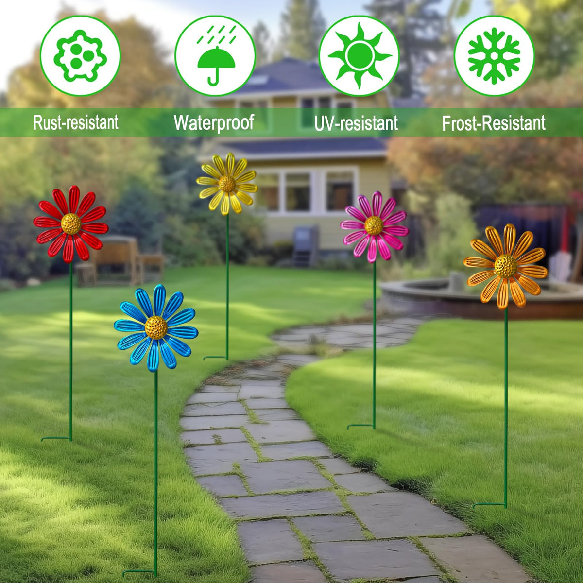 YY Gardenia garden spinner daisy brings cheerful motion to garden paths