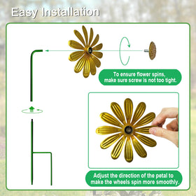 YY Gardenia metal stake wind spinner suitable for patio decoration