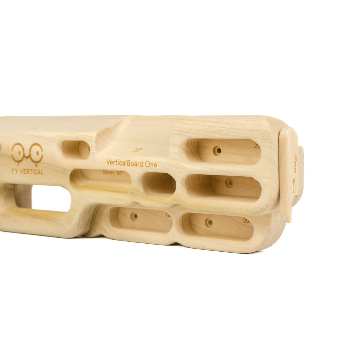 YY Vertical Verticalboard close-up wood grip highlighting skin-friendly texture.
