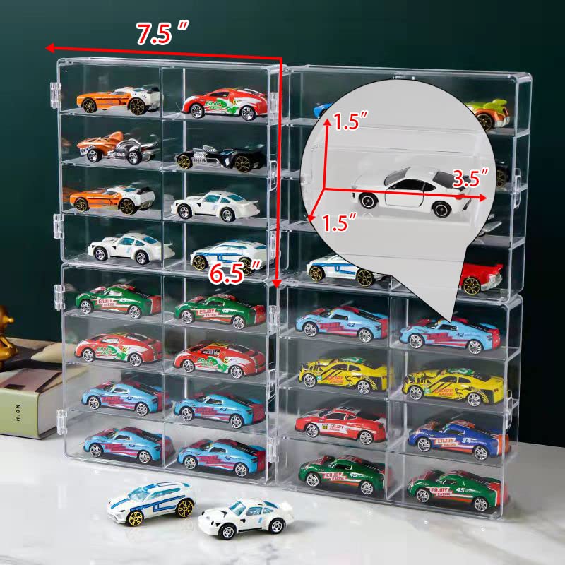 Stackable four box design saves space and enhances display.