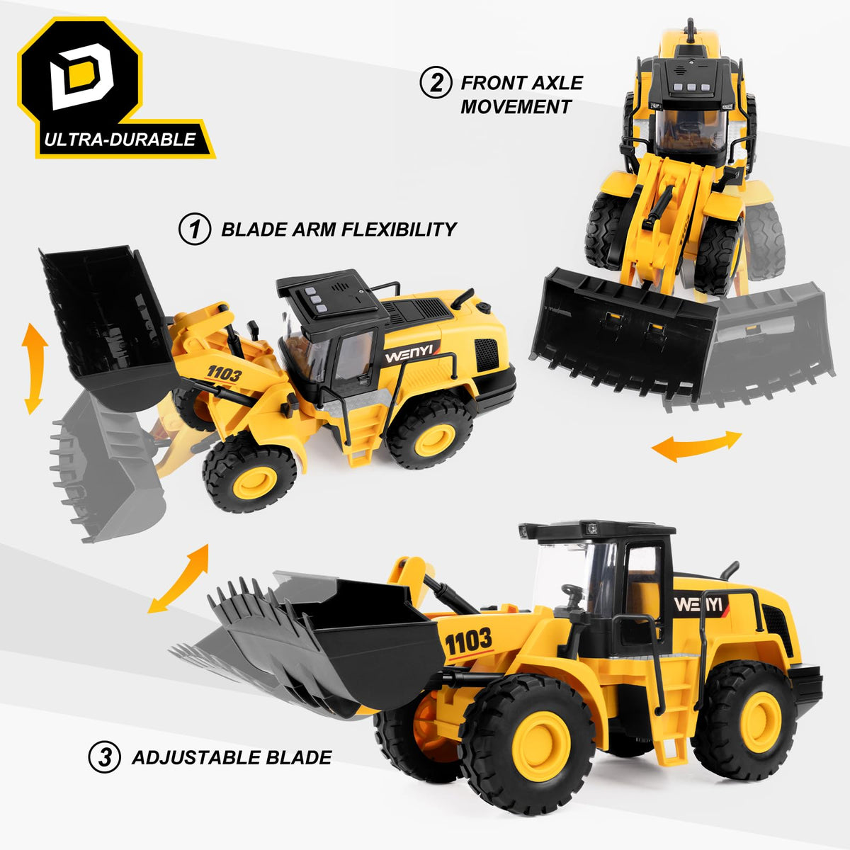Heavy-duty tires of the YySiRui bulldozer grip sand, dirt, and carpet for versatile play.