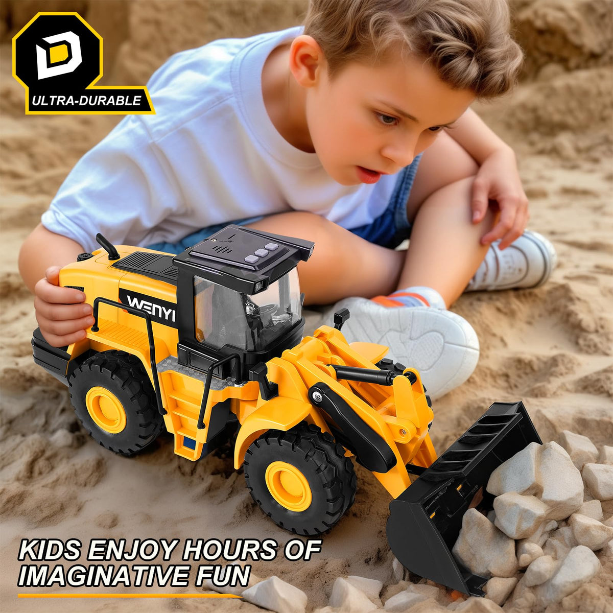 16-inch scale dominates the play space, fueling big imagination with YySiRui bulldozer.