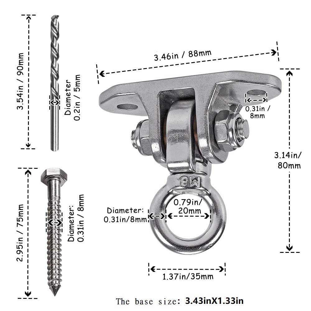 Yyiwhmy bearings enable quiet rotation for everyday swings.
