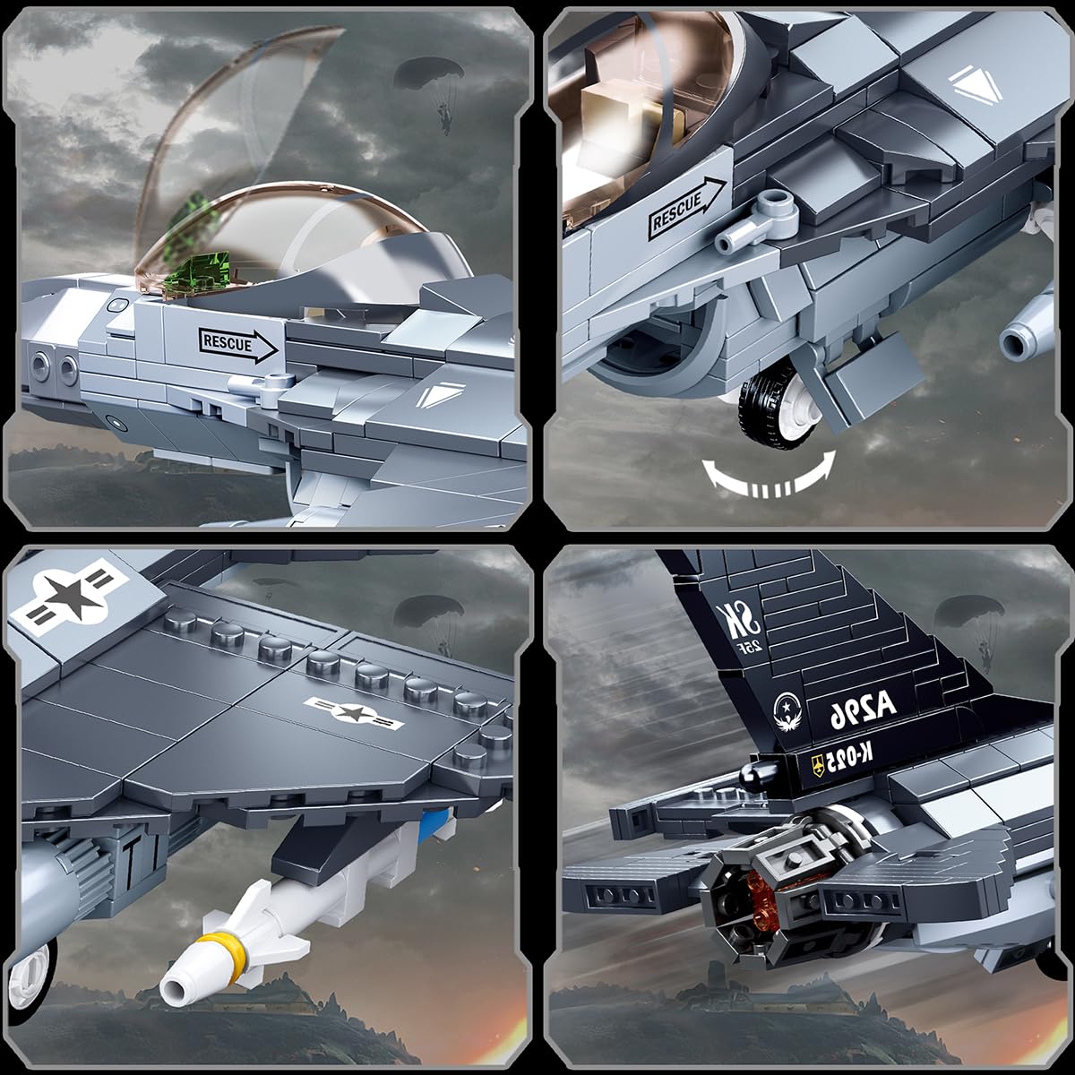 YYKNGYI F16 wings and cockpit detail for realistic diorama.