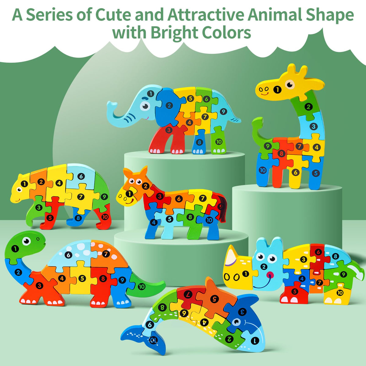 YySiRui wooden giraffe puzzle supports hand-eye coordination while exploring colors.