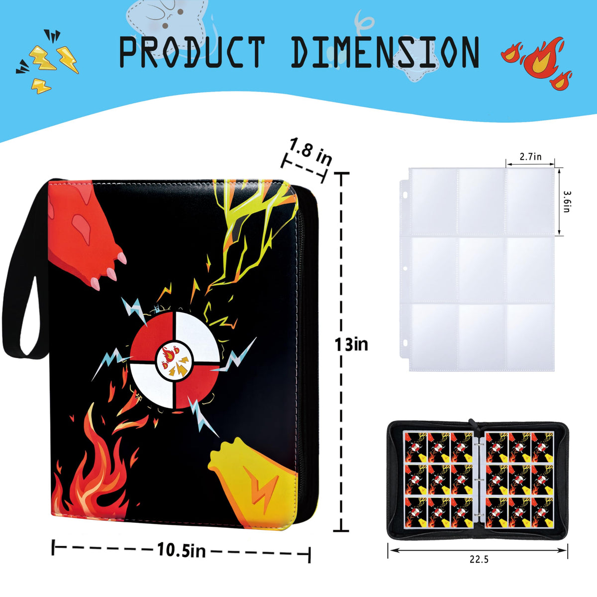 YYsiu binder open to reveal double-sided pockets for organization