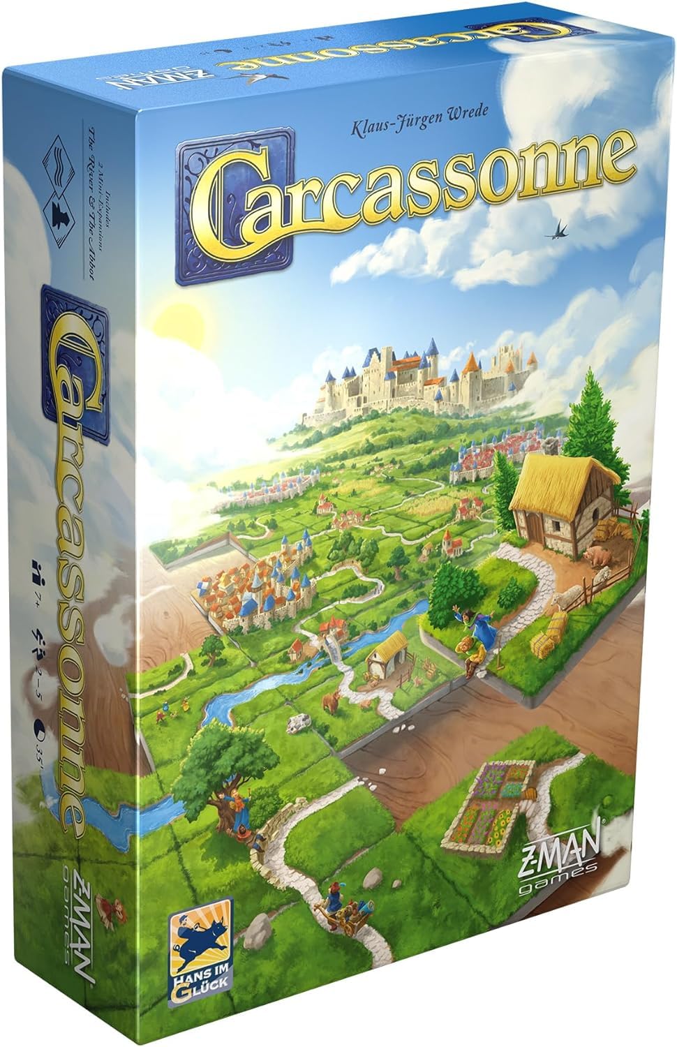 Z-Man Games Carcassonne board game tile art highlighting medieval scenery for immersive play.