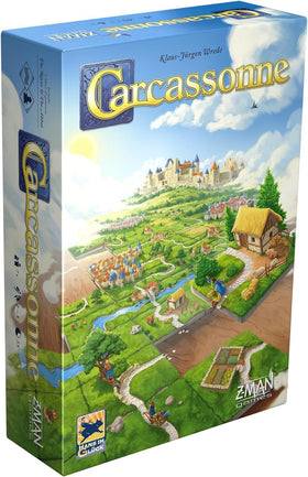 Z-Man Games Carcassonne board game tile art highlighting medieval scenery for immersive play.
