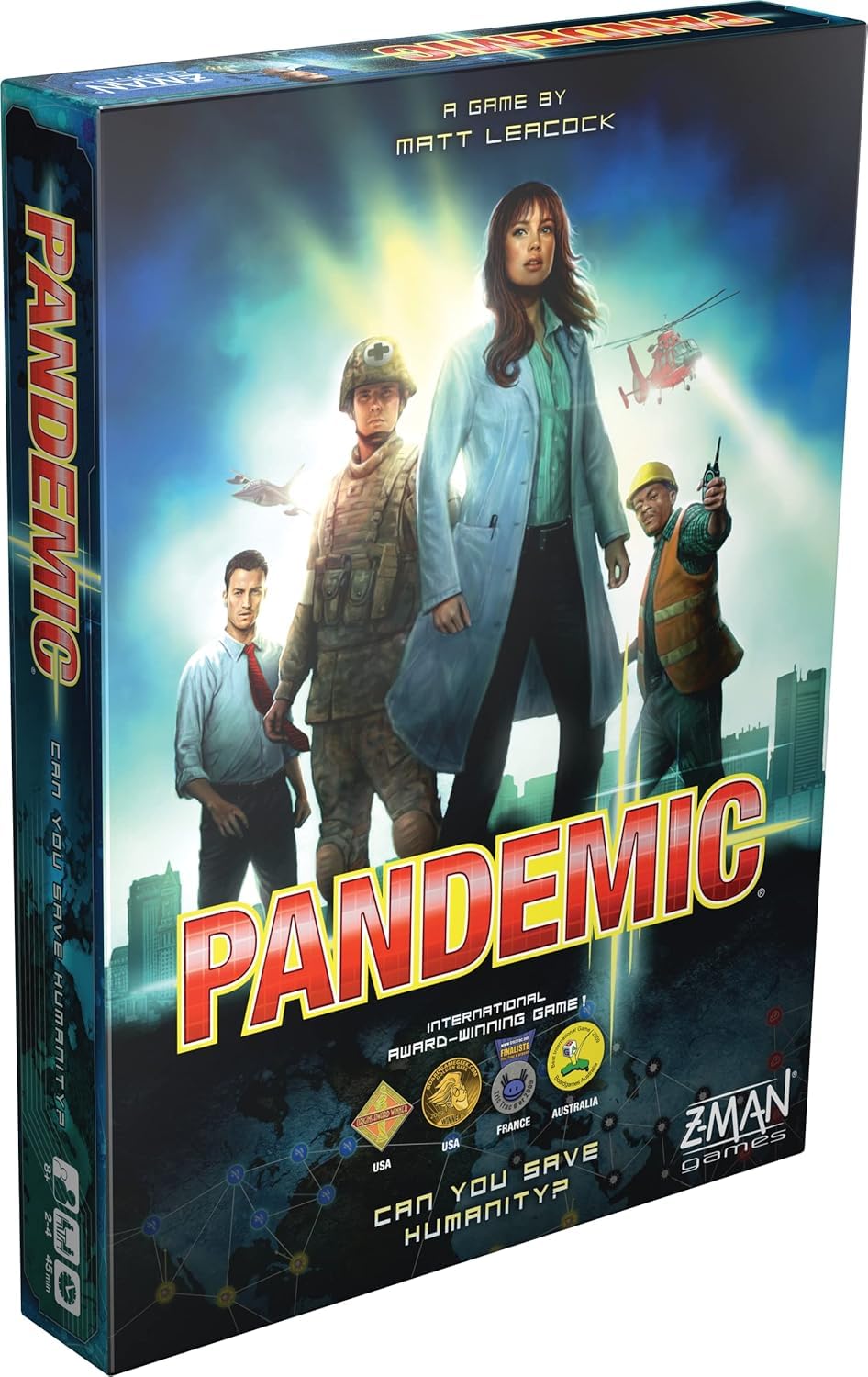 Z-Man Games Pandemic box setup ready for family cooperative play.