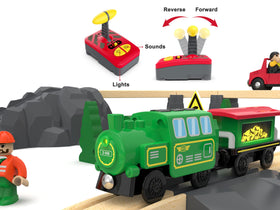 Z MAYABBO remote control train front view shows easy forward, stop, reverse action