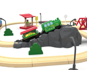 Z MAYABBO wooden train cargo car side view with magnet connections