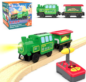 Z MAYABBO wooden train locomotive front view with headlights for immersive play