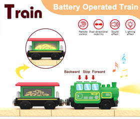 Z MAYABBO wooden train locomotive side view highlighting durable wooden construction for toddlers