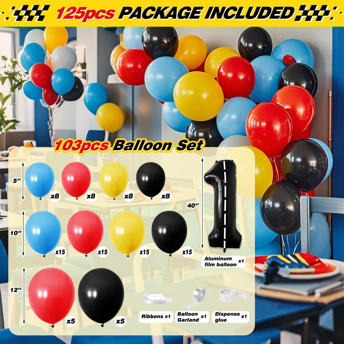 Z1juce Fast One 40-inch foil balloon adds a bold focal point.