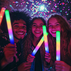 Zaaaslsm glow stick shows blue red green colors for lively events