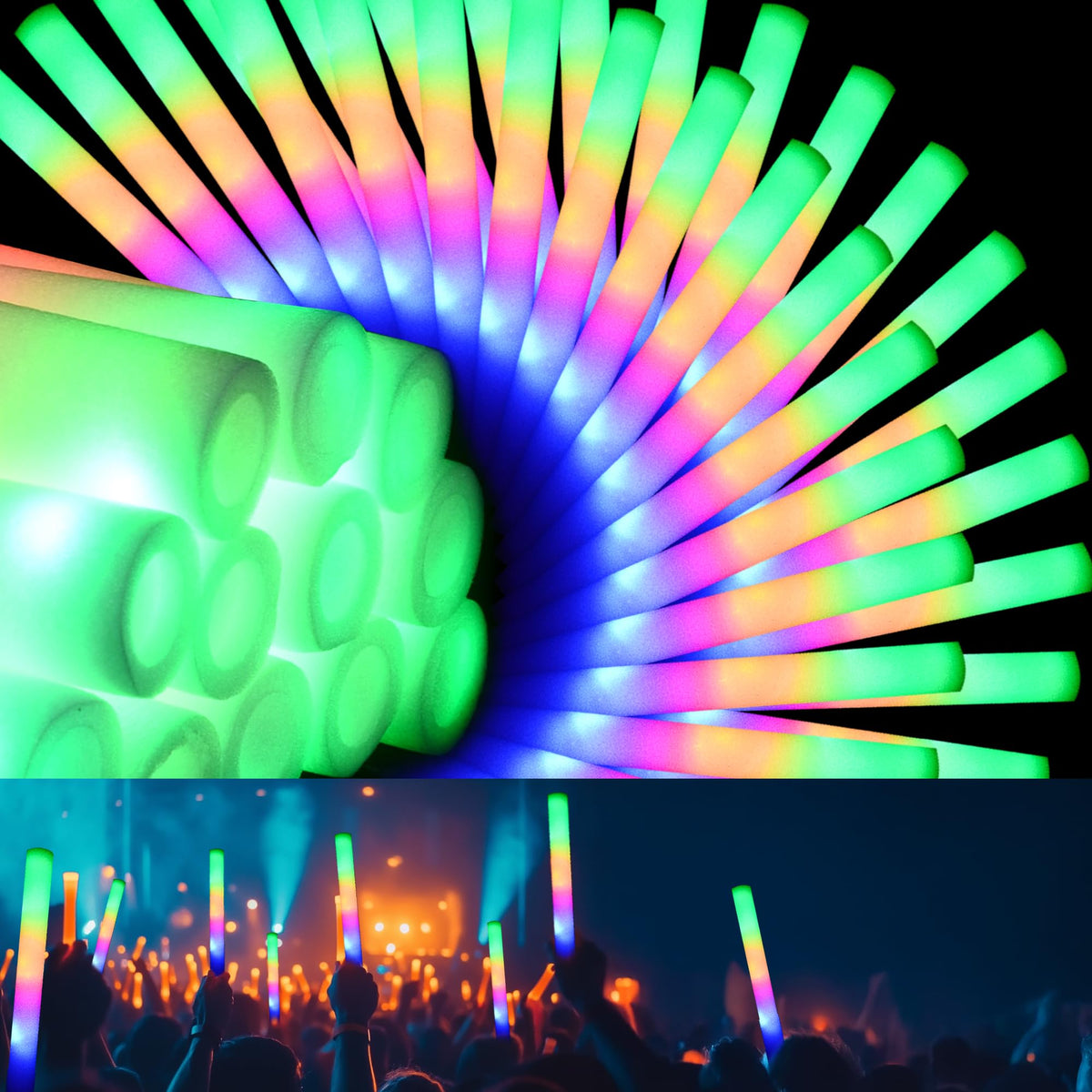 Zaaaslsm foam glow stick with color changing modes for party ambiance