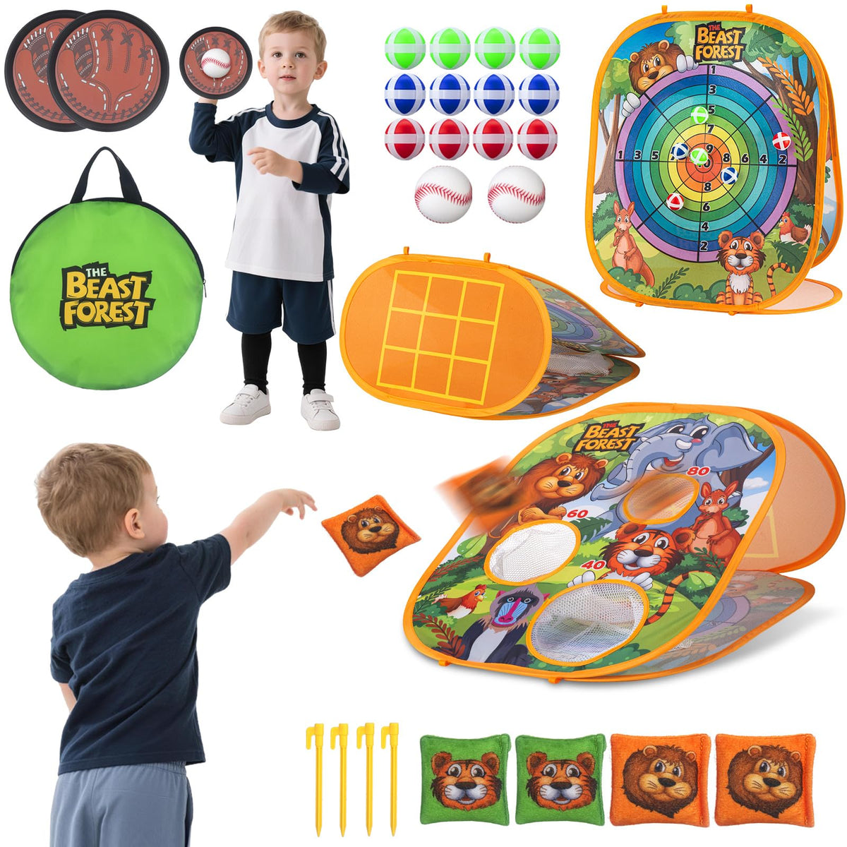 ZACEAC bean bag toss set with animal theme, front view for family play and coordination