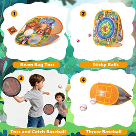 Darts in play on the ZACEAC bean bag toss set, target accuracy fun