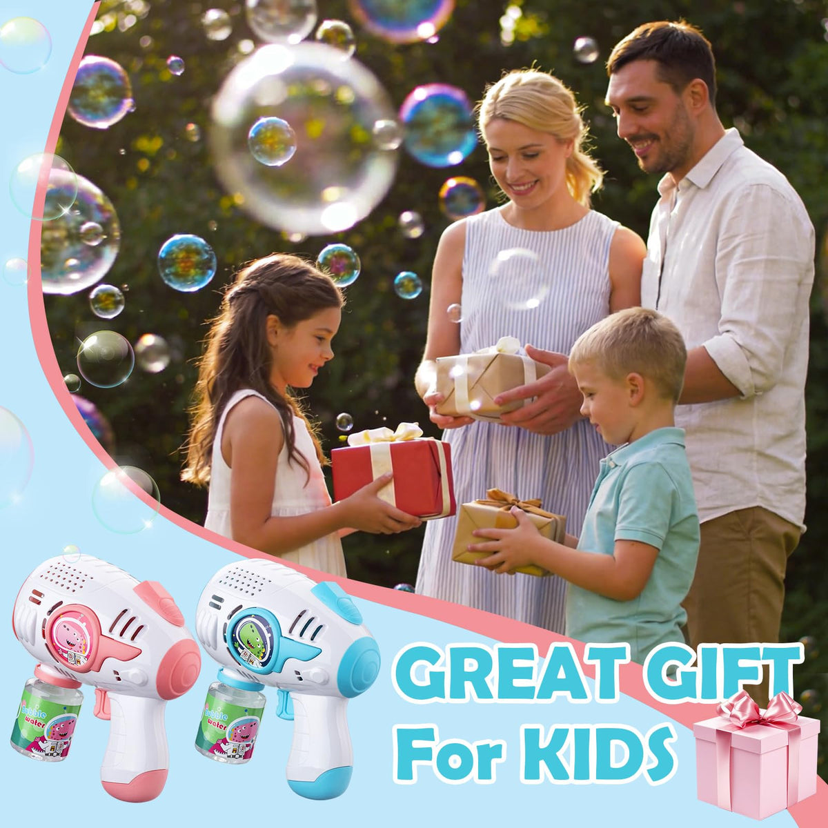ZACEAC two-pack bubble guns encourage sharing and group play