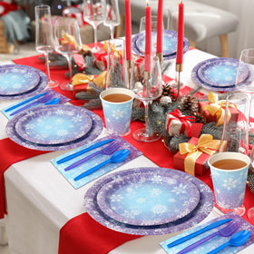 Zachely winter snowflake utensils 25set convenient disposable cutlery