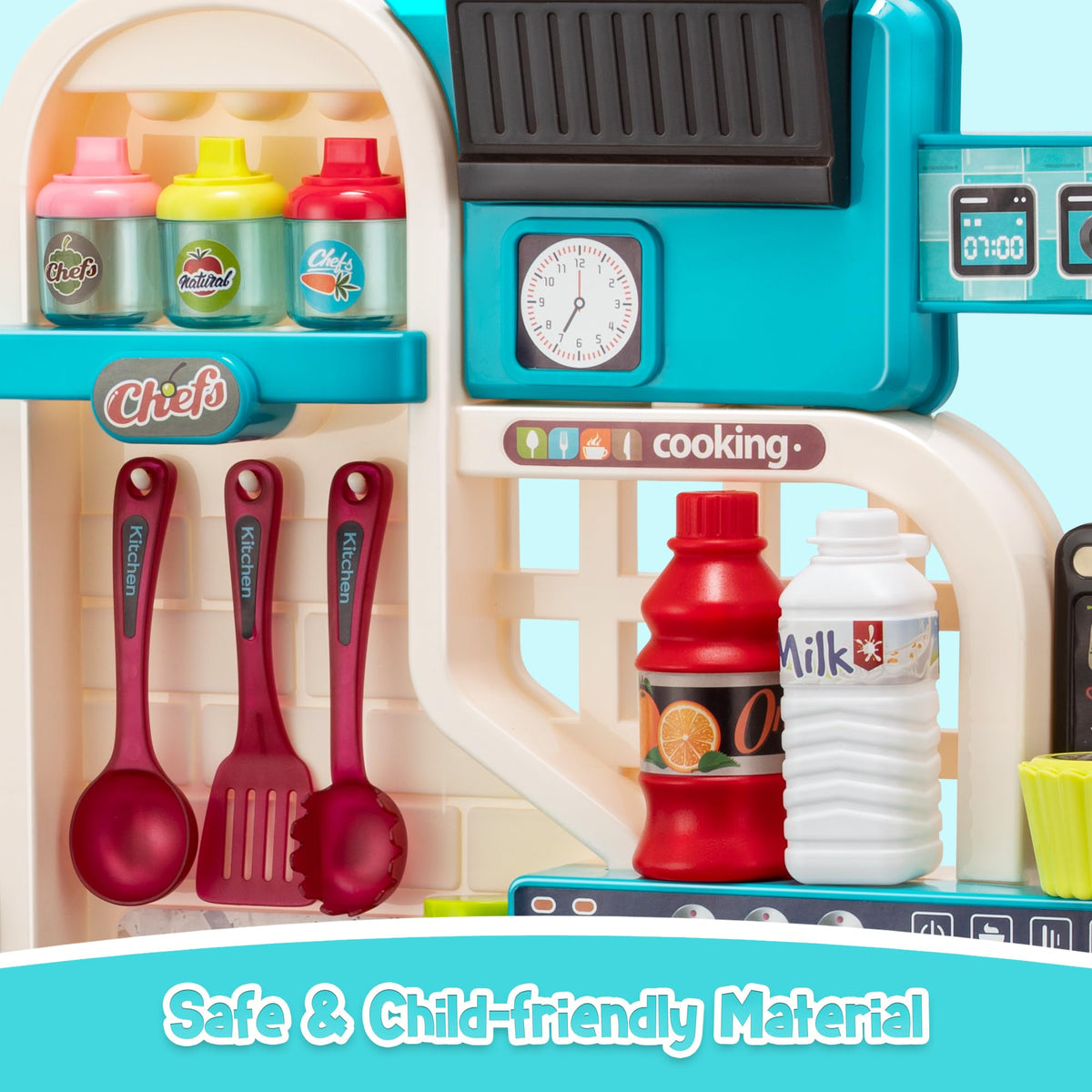 zaddgiuuy Kids Kitchen Playset coffee machine blue sparks creative play