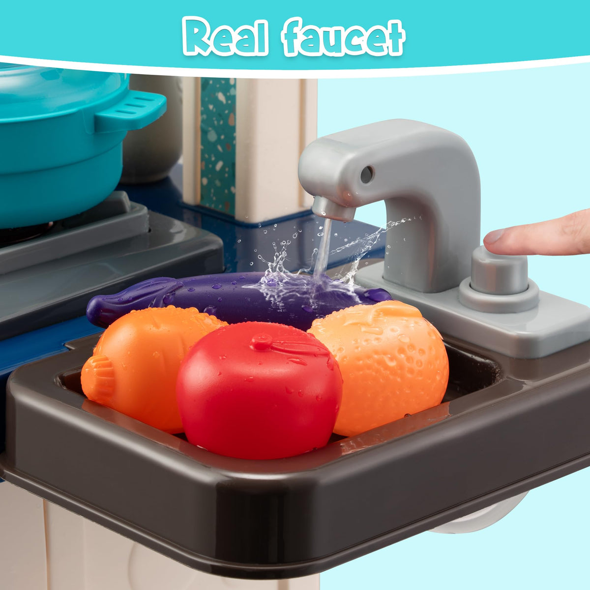 zaddgiuuy Kids Kitchen Playset oven blue for imaginative baking and cooking scenes
