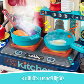 zaddgiuuy Kids Kitchen Playset sink blue featuring running water for washing play food