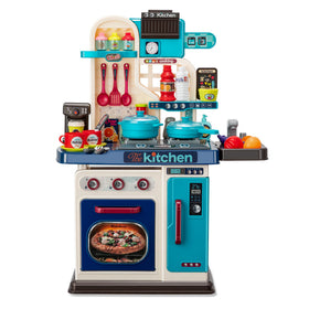 zaddgiuuy Kids Kitchen Playset stove blue with realistic lights for immersive pretend cooking