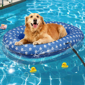 Zaichare inflatable dog float for large dogs up to 180 lbs, ideal for pool play.