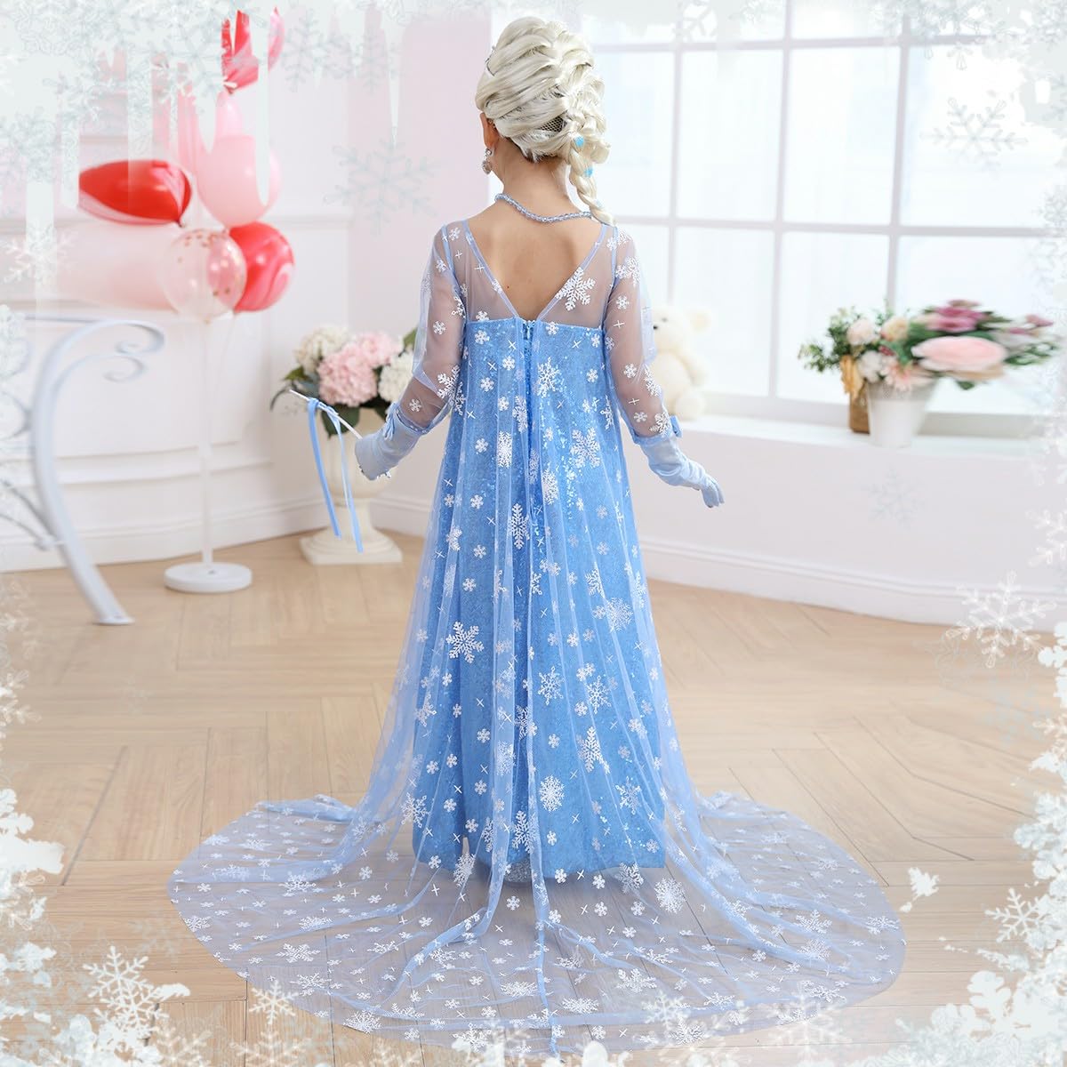 ZaisuiFun Elsa dress worn by a child creates a sparkling party look.