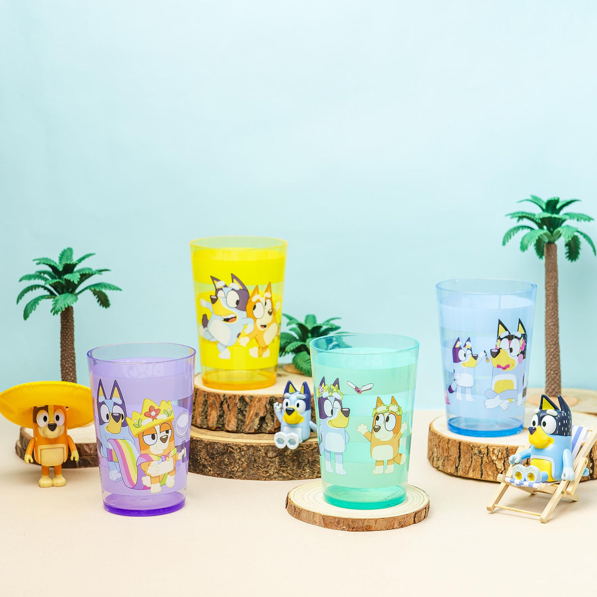 Zak Designs Bluey nesting tumbler set side artwork for easy kid recognition.