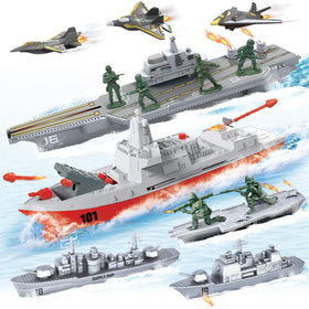 ZAKVENFUN aircraft carrier playset in action with jets for immersive pretend battles.