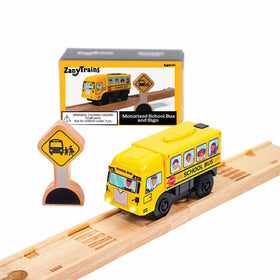 Zany Trains poster reading It's Time For School for authenticity.