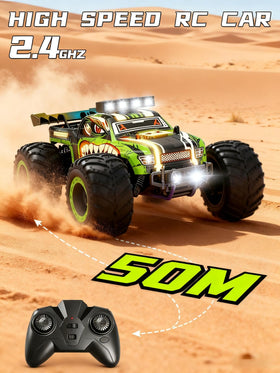 Zappido Dino Monster Truck off-road action on uneven terrain.