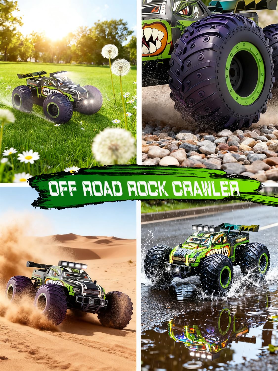 Zappido Dino Monster Truck side view showing rugged tires for all-terrain grip.