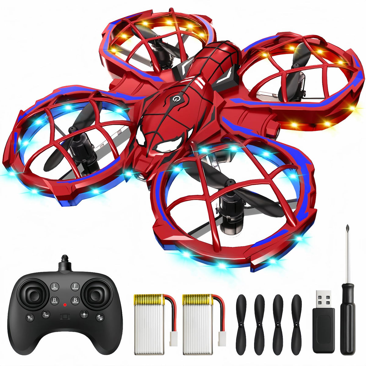 Zappyway Spider Mini Drone with LED lights for vivid night flights and indoor fun.
