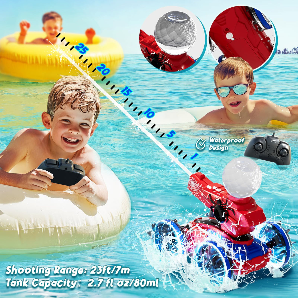 Zappyway Spider RC Car on beach demonstrates beach-ready durability and splash-friendly performance.