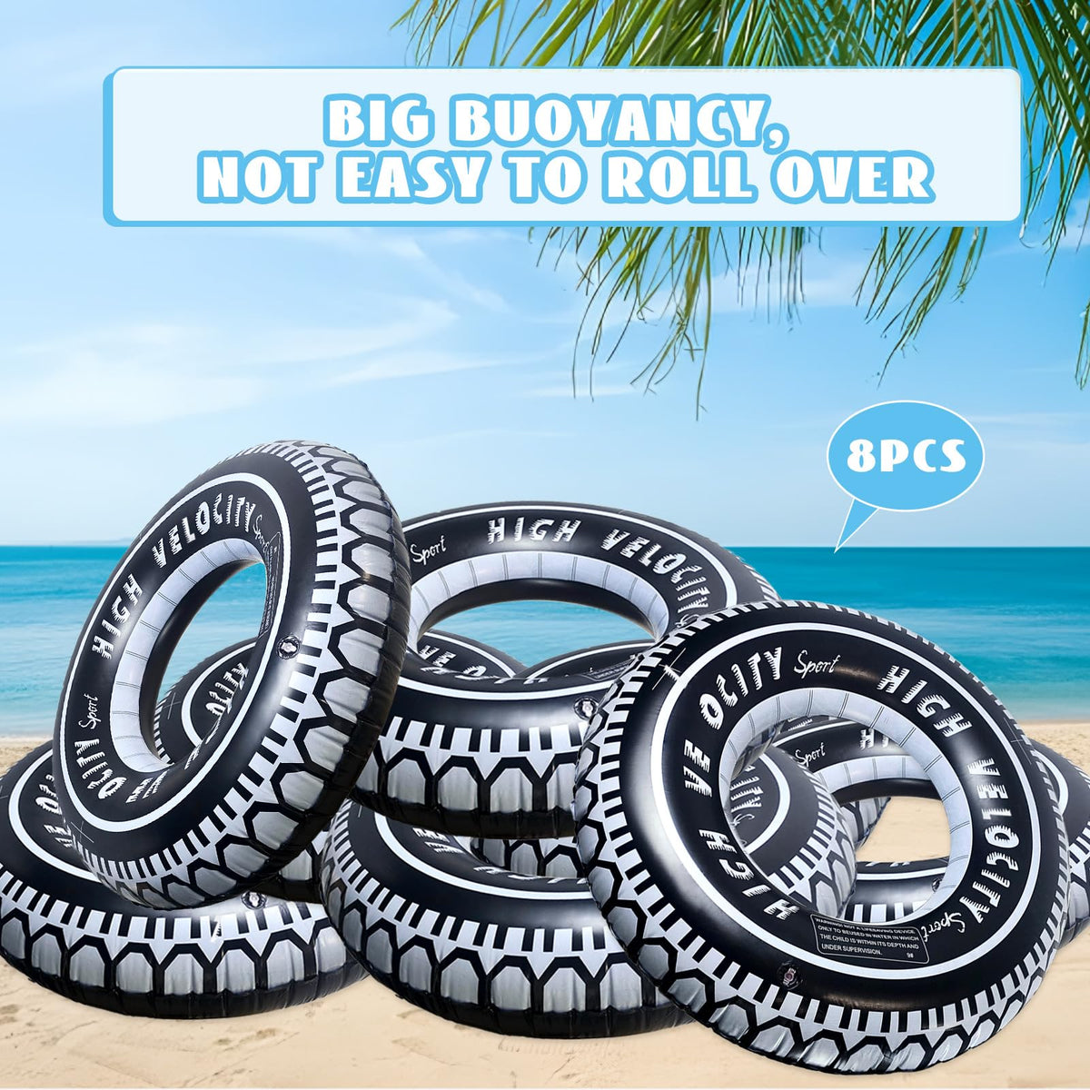 Zaruatu inflatable tire float 24 inches offers secure flotation for water play.
