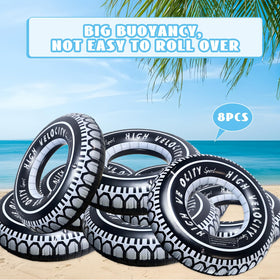 Zaruatu inflatable tire float 24 inches offers secure flotation for water play.
