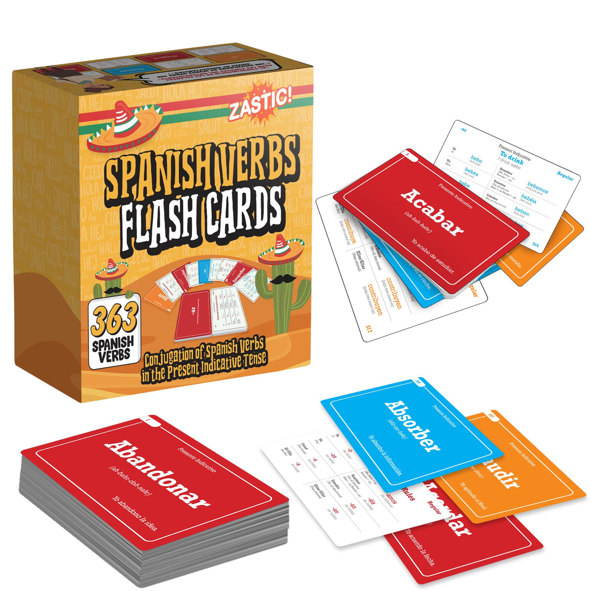 Zastic! 363 Spanish Verbs flash cards cover image for on-the-go study