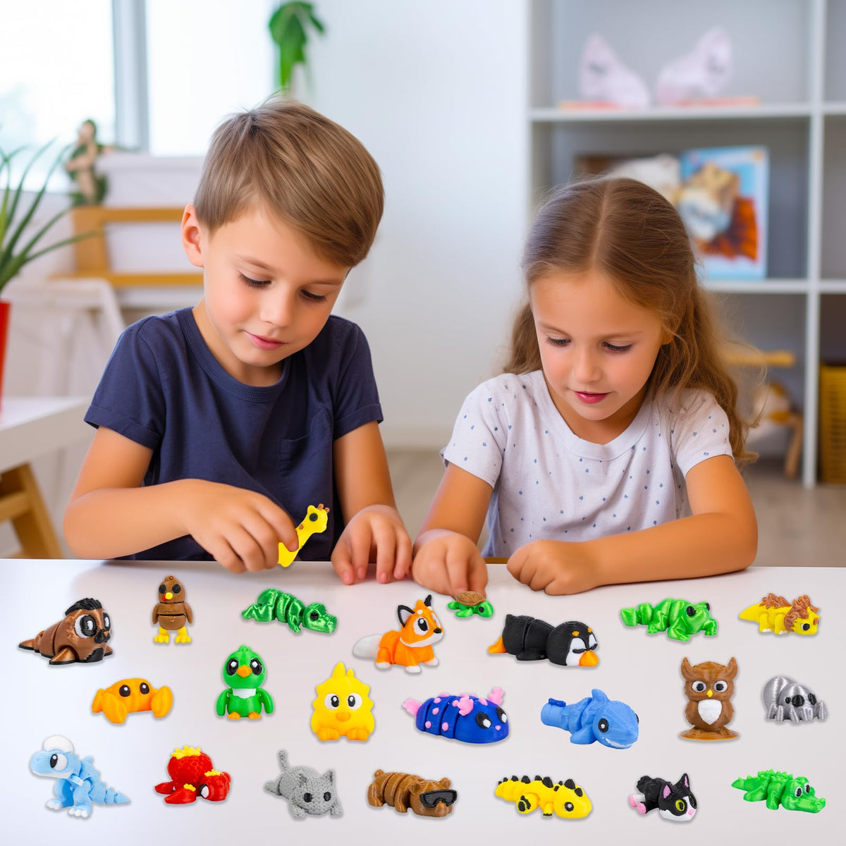 Zaviroxel Wigglitz articulated animals showing movable joints for hands-on learning.