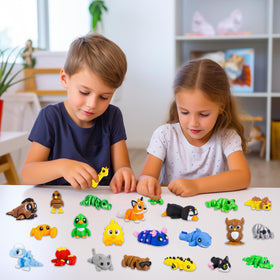 Zaviroxel Wigglitz articulated animals showing movable joints for hands-on learning.