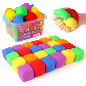 ZaxiDeel 24-pack mini slow-rise stress cubes pull and stretch for calm focus.