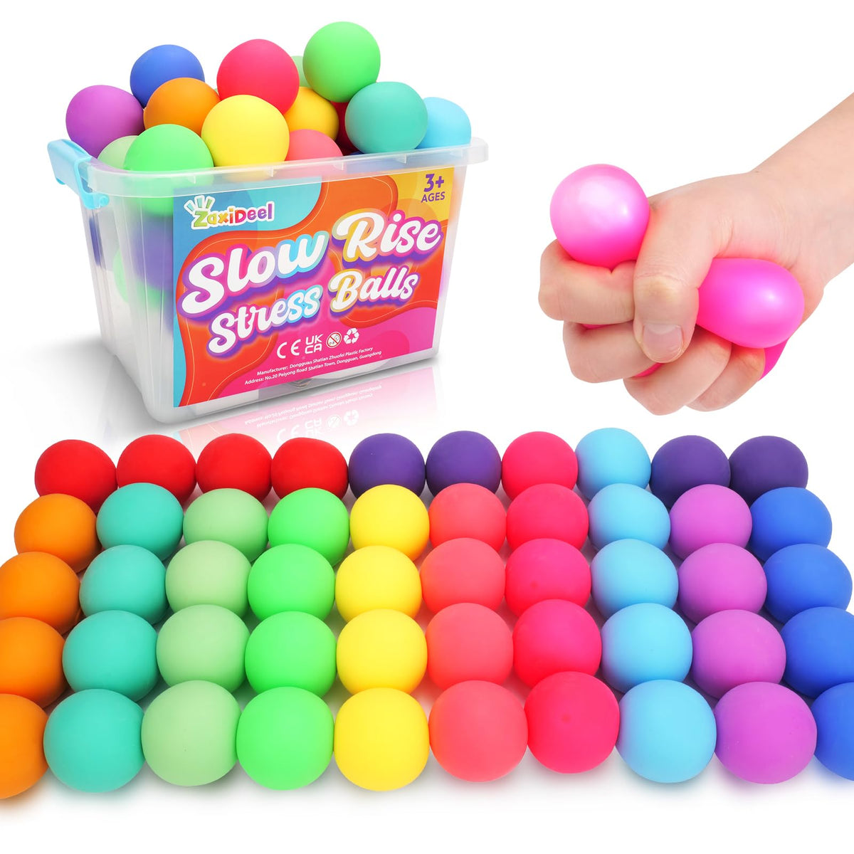 ZaxiDeel 50-pack stress balls for classroom giveaways and calm focus.