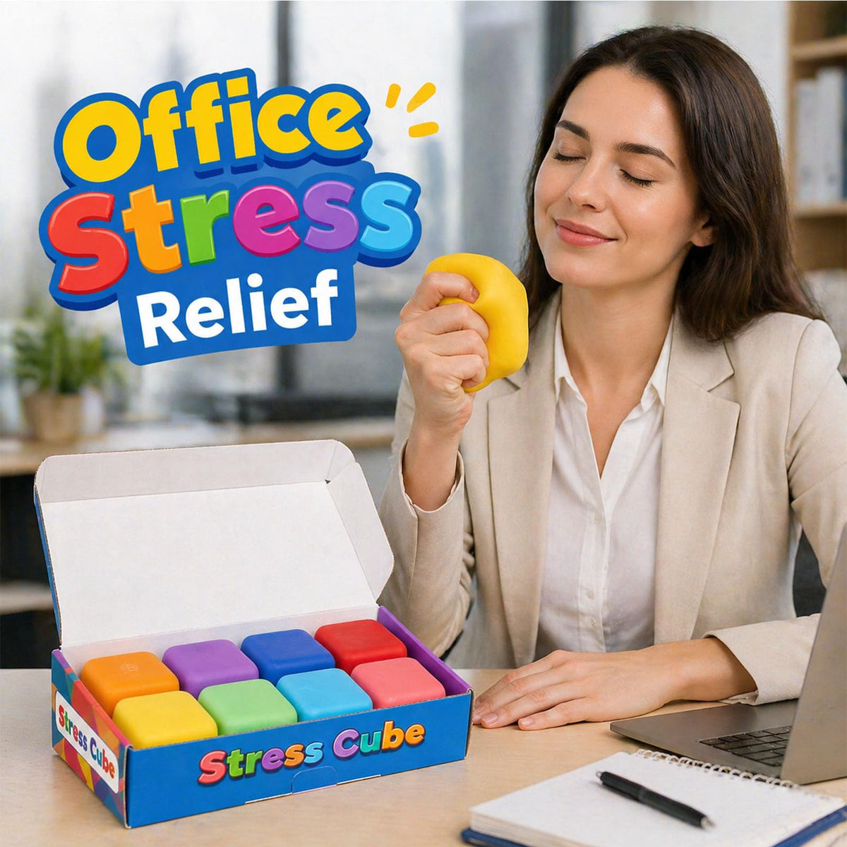 ZaxiDeel BPA-free, latex-free stress cubes easy to clean.