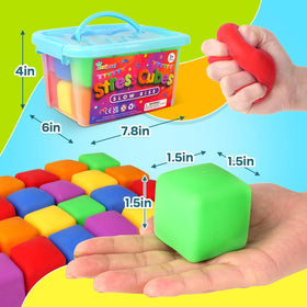 ZaxiDeel durable plastic carry box stores 24 cubes for easy on-the-go stress relief.