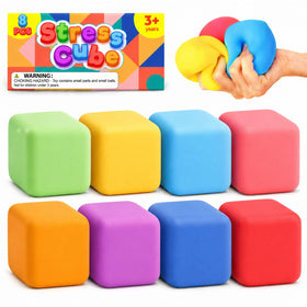 ZaxiDeel squishy stress cubes in a colorful set for sensory calming.