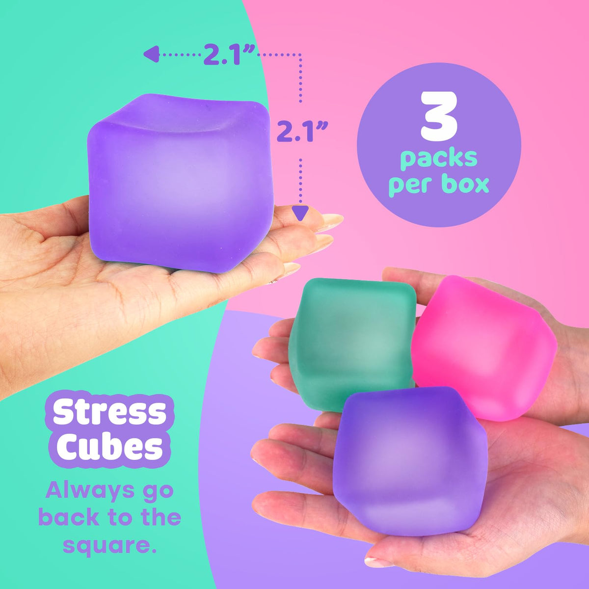 ZaxiDeel stress cube being held in hand for calming tactile use.